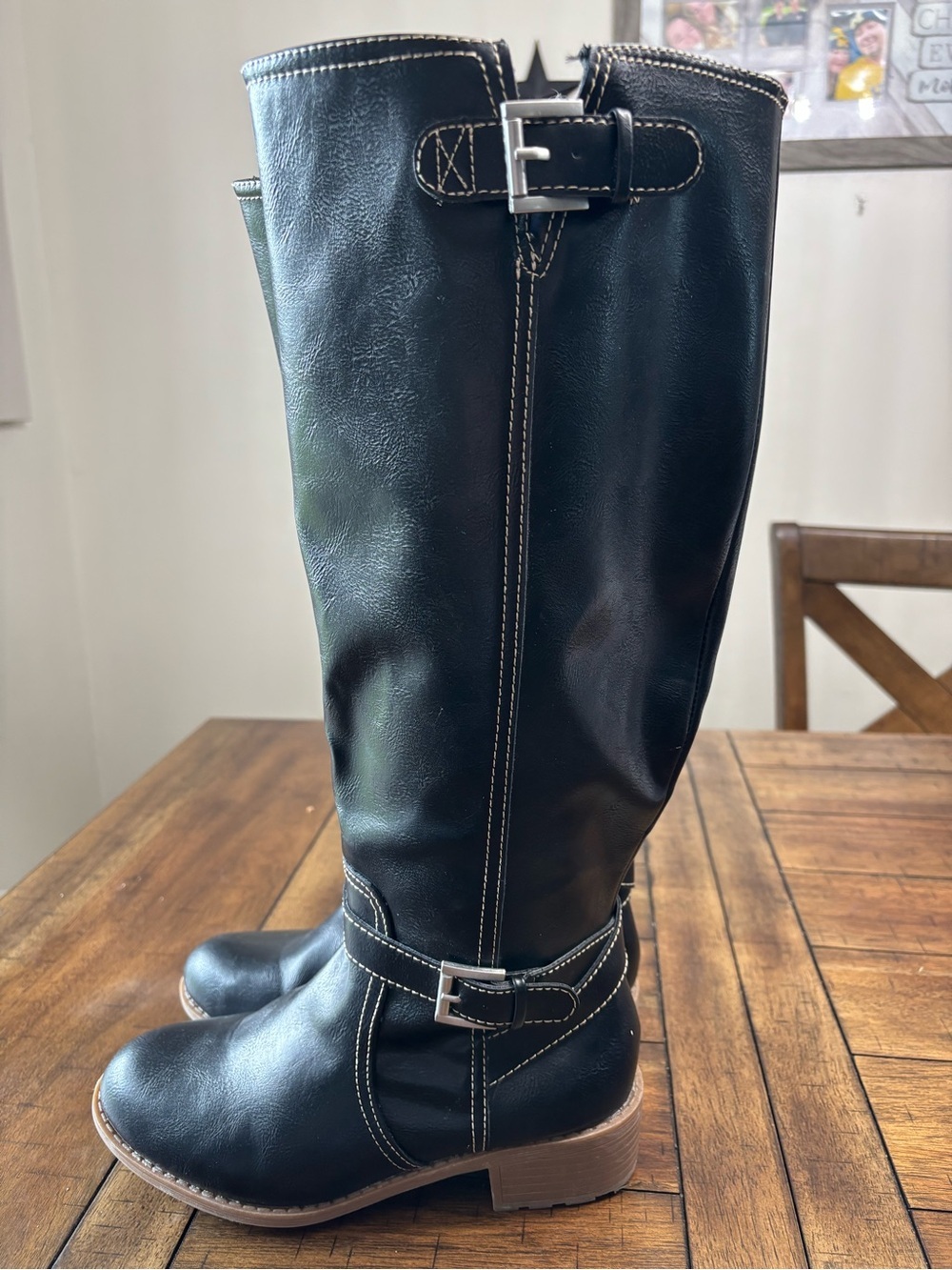 St. John's Bay Black Tall Buckle Riding Boots